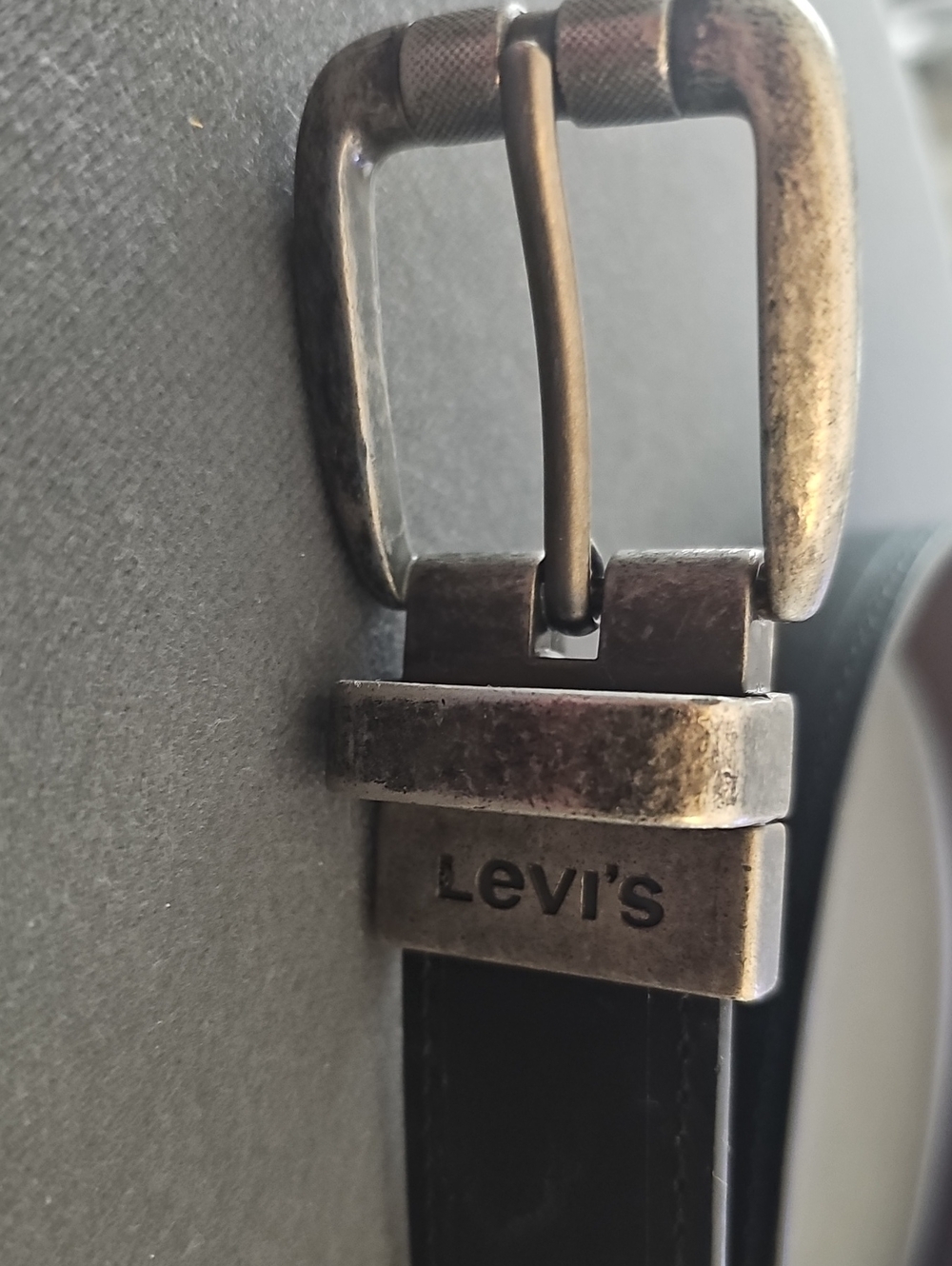 Levi's Black Leather‎ Belt with Aged Silver Buckle